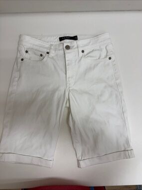 Lauren Ralph Lauren White Cuffed Denim Bermuda Shorts